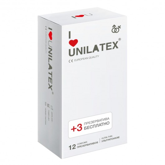 Ультратонкие презервативы Unilatex Ultra Thin - 12 шт. + 3 шт. в подарок - Unilatex - купить с доставкой в Сыктывкаре