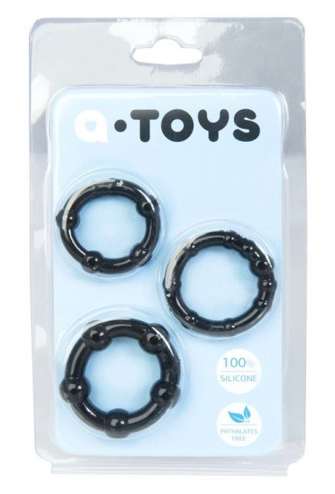Набор из 3 чёрных эрекционных колец A-toys - A-toys - в Сыктывкаре купить с доставкой