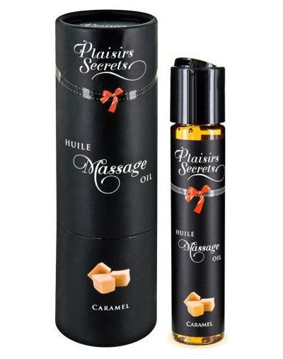 Массажное масло с ароматом карамели Huile de Massage Gourmande Caramel - 59 мл. - Plaisir Secret - купить с доставкой в Сыктывкаре