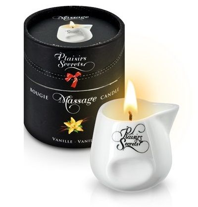 Массажная свеча с ароматом ванили Bougie Massage Gourmande Vanille - 80 мл. - Plaisir Secret - купить с доставкой в Сыктывкаре
