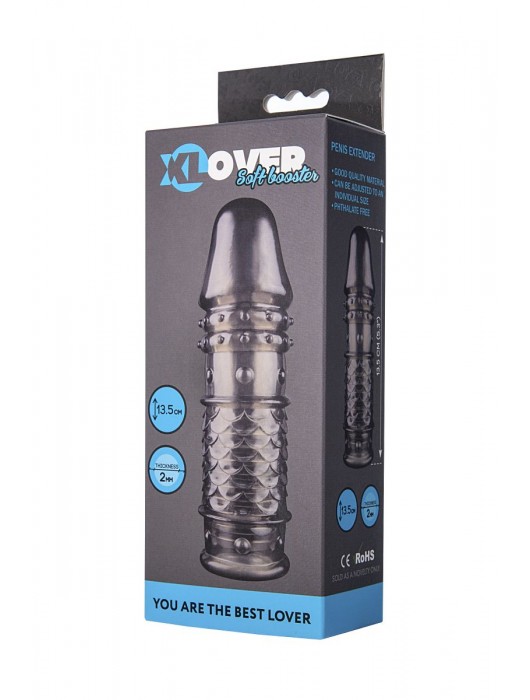 Дымчатая закрытая насадка ToyFa XLover с чешуйками и пупырышками - 13,5 см. - ToyFa - в Сыктывкаре купить с доставкой