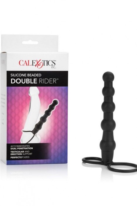 Насадка на пенис для двойного проникновения Silicone Beaded Double Rider - 14 см. - California Exotic Novelties - в Сыктывкаре купить с доставкой