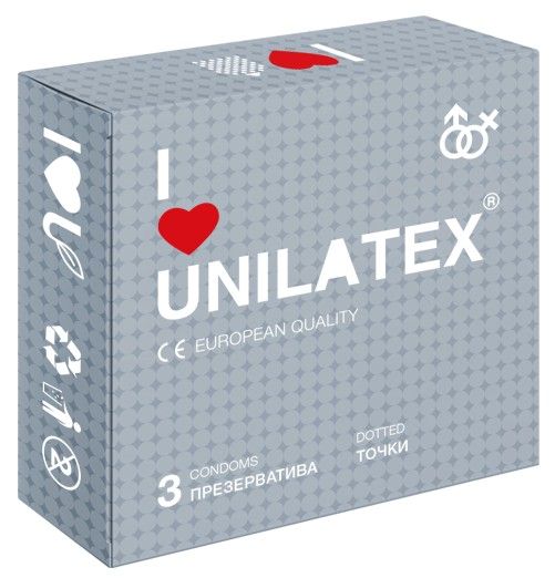 Презервативы с точками Unilatex Dotted - 3 шт. - Unilatex - купить с доставкой в Сыктывкаре