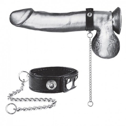 Утяжка на пенис с поводком Snap Cock Ring With 12  Leash - BlueLine - купить с доставкой в Сыктывкаре