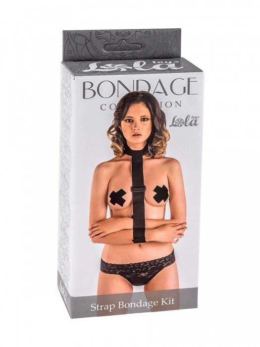 Ошейник с длинной лентой и наручниками Strap Bondage Kit One Size - Lola Games - купить с доставкой в Сыктывкаре