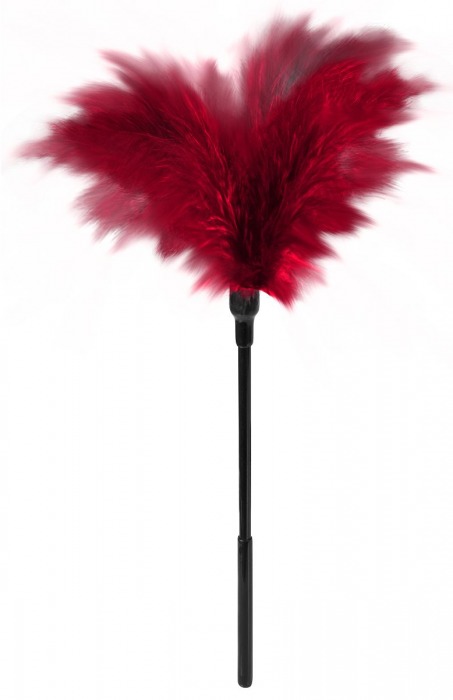 Пластиковая метелочка с красными пёрышками Small Feather Tickler - 32 см. - Blush Novelties - купить с доставкой в Сыктывкаре