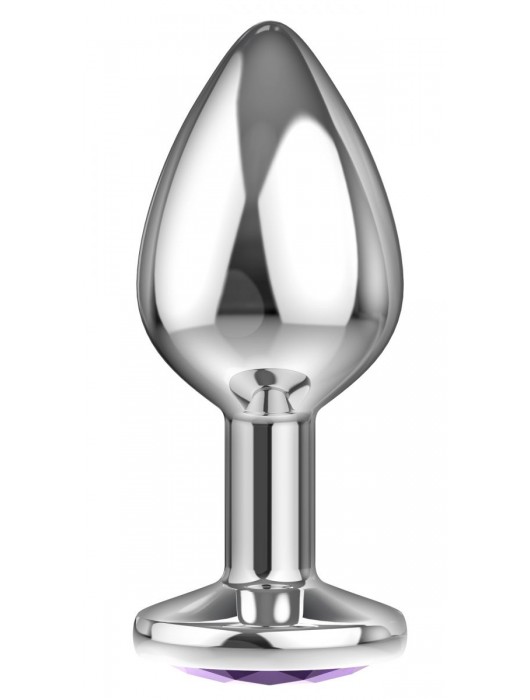 Малая серебристая анальная пробка Diamond Purple Sparkle Small с фиолетовым кристаллом - 7 см. - Lola Games - купить с доставкой в Сыктывкаре