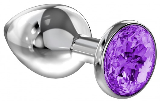 Малая серебристая анальная пробка Diamond Purple Sparkle Small с фиолетовым кристаллом - 7 см. - Lola Games - купить с доставкой в Сыктывкаре
