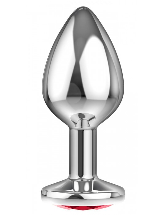 Большая серебристая анальная пробка Diamond Red Sparkle Large с красным кристаллом - 8 см. - Lola Games - купить с доставкой в Сыктывкаре
