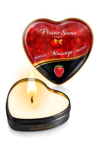 Массажная свеча с ароматом клубники Bougie Massage Candle - 35 мл. - Plaisir Secret - купить с доставкой в Сыктывкаре