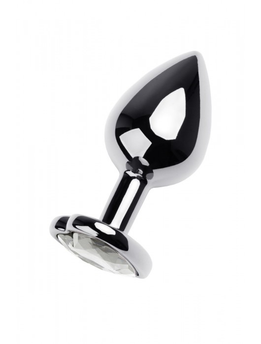 Серебристая анальная пробка с прозрачным кристаллом-сердцем - 8 см. - ToyFa - купить с доставкой в Сыктывкаре