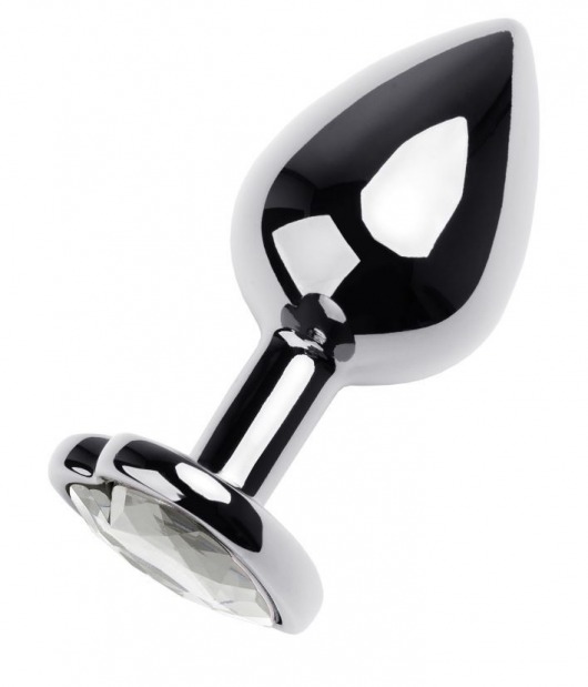 Серебристая анальная пробка с прозрачным кристаллом-сердцем - 8 см. - ToyFa - купить с доставкой в Сыктывкаре