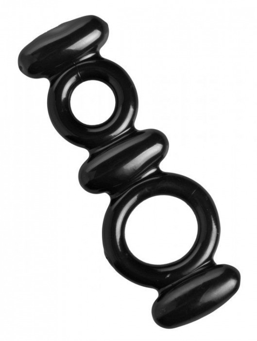 Двойное эрекционное кольцо Dual Stretch To Fit Cock and Ball Ring - XR Brands - в Сыктывкаре купить с доставкой