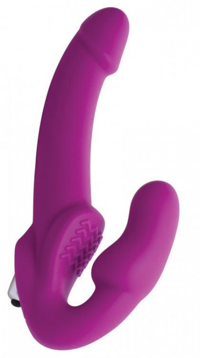 Ярко-розовый безремневой вибрострапон Evoke Vibrating Strapless Silicone Strap-on Dildo - XR Brands - купить с доставкой в Сыктывкаре