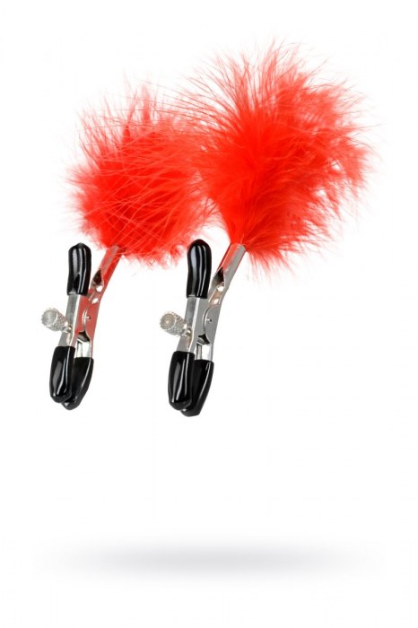 Зажимы для сосков с красным пухом Theatre - ToyFa - купить с доставкой в Сыктывкаре