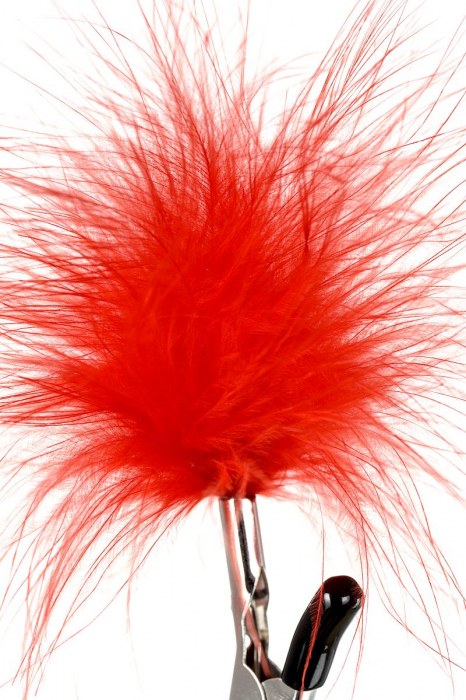 Зажимы для сосков с красным пухом Theatre - ToyFa - купить с доставкой в Сыктывкаре